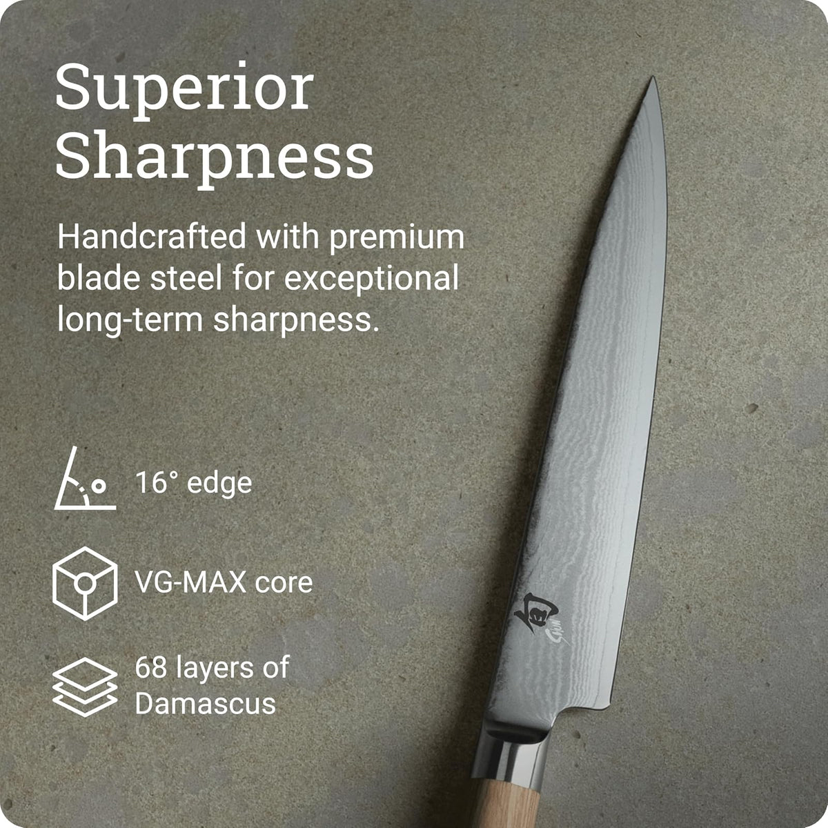 Shun Classic Blonde - Cuchillo multiusos (15,2 cm), mango de madera de Pakkawood, hoja VG-MAX (DM0701W)