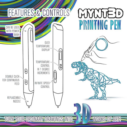 MYNT3D Bolígrafo 3D de impresión Profesional con visualización OLED
