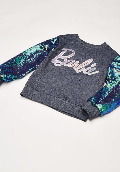 Barbie Sudadera Barbie Azul Marina con Lentejuelas Sudadera Niñas