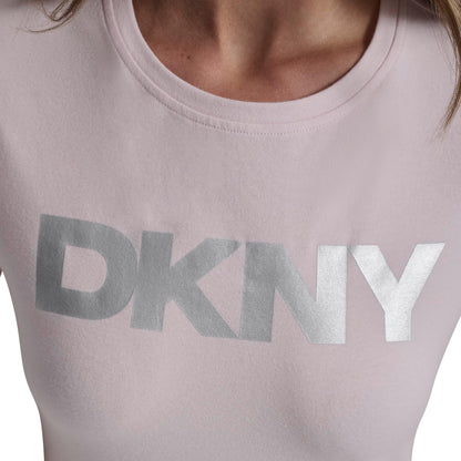 DKNY - Playera de Manga Corta con Logotipo de Aluminio para Mujer