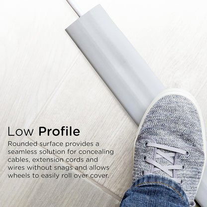 Cordinate, Cubierta para Cable de Piso de 1.8 m (6 pies), Protector de Goma, Perfil Bajo, Protector de Cables, Ocultador de Cables, Organizador de Cables, Gris, 47348