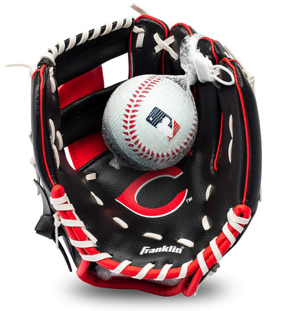 Franklin Sports MLB Set de Guante y Pelota de Teeball Infantil, 9.5 Pulg - Rojos de Cincinnati
