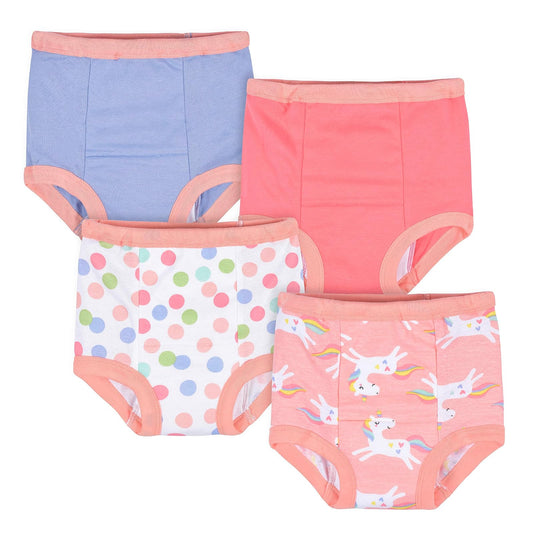 Gerber Paquete de 4 Pantalones de Entrenamiento para IR al baño Ropa Interior de formación para bebés y niños pequeños para bebés niñas