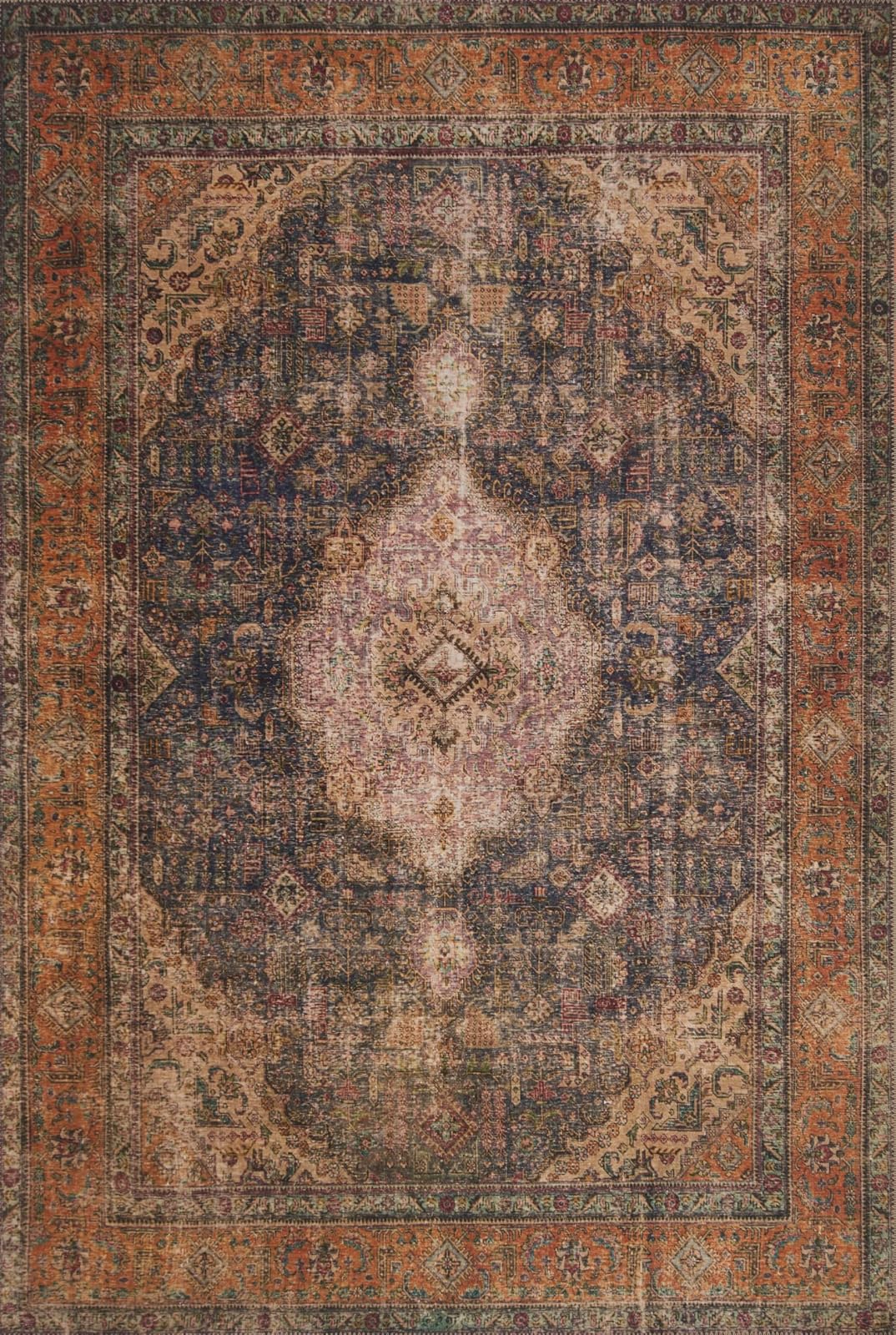 Loloi Tapete Tejido Estilo Vintage, Colección Loren - Plum - Multi - 3'9" x 2'3" (Rectangular)