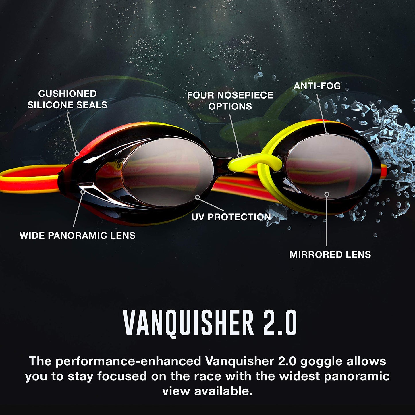 Speedo Vanquisher 2.0 Lentes para natación con superficie de espejo, plateado/azul