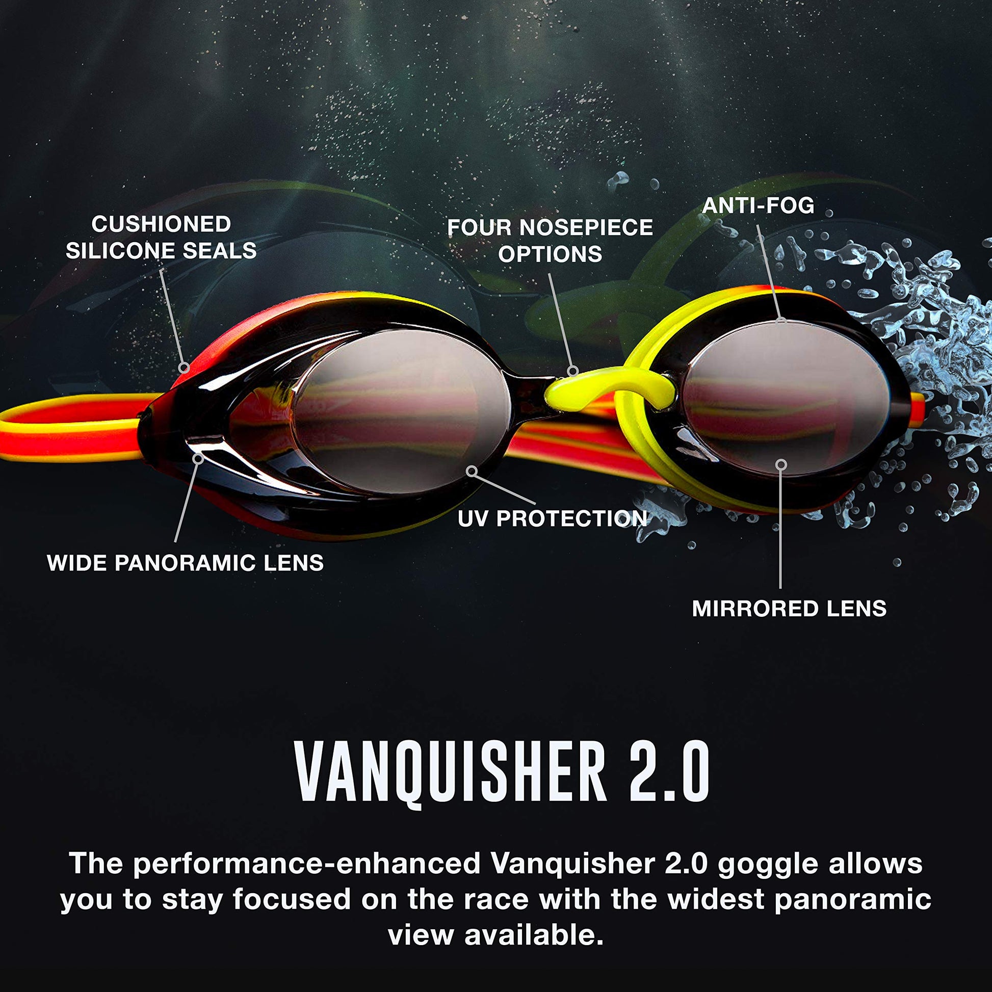 Speedo Vanquisher 2.0 Lentes para natación con superficie de espejo, plateado/azul