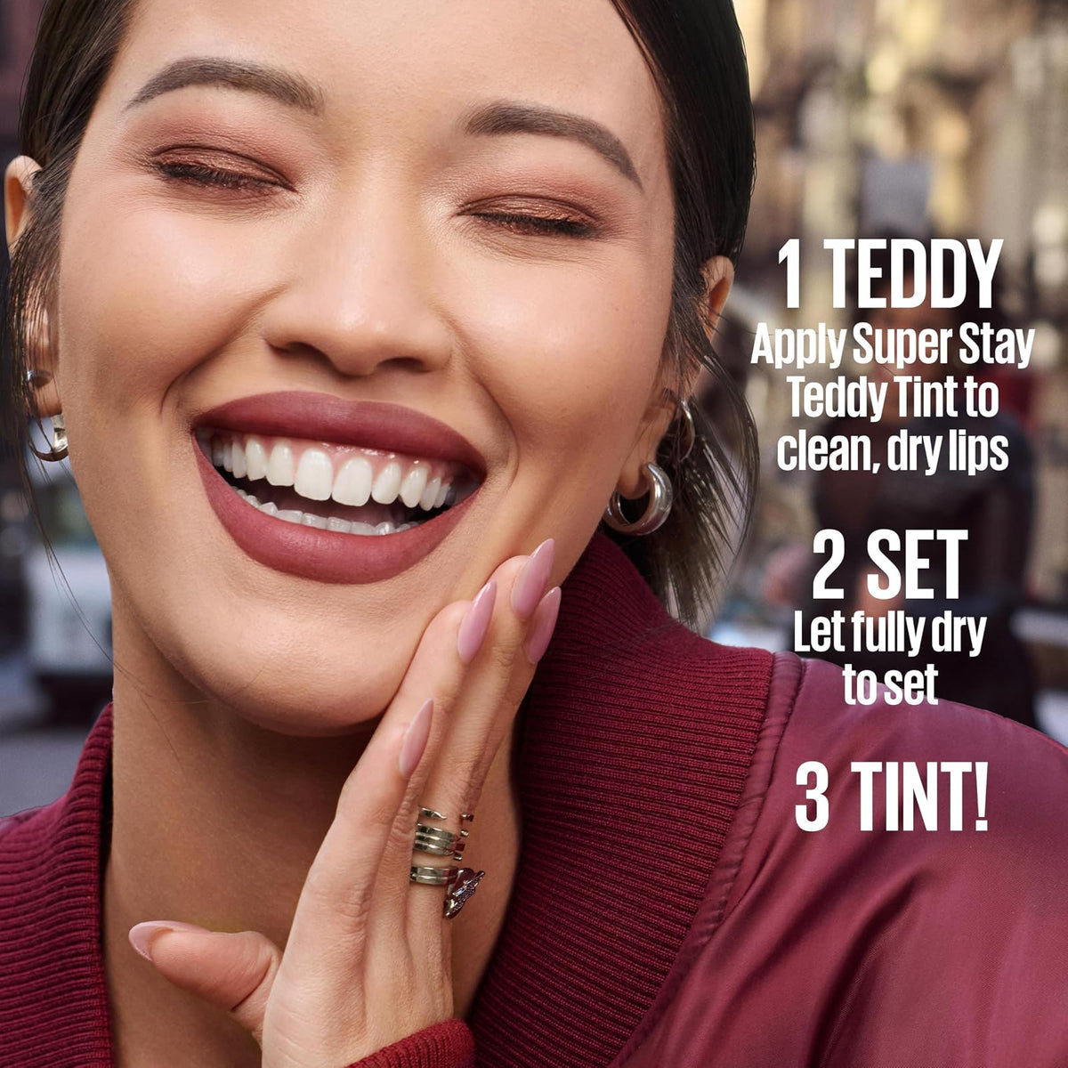 Maybelline Super Stay Teddy Tint, Tinta para Labios Mate Difuminado, Larga Duración 12 Horas, Textura Suave, No Transfiere, A Prueba de Bebidas y Besos, Tono Ribbon Tied, 5 ml