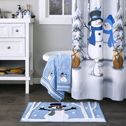 SKL Home - Juego de 2 Toallas de Mano de muñeco de Nieve para Navidad, para baño, Cocina y Regalo, Color Azul