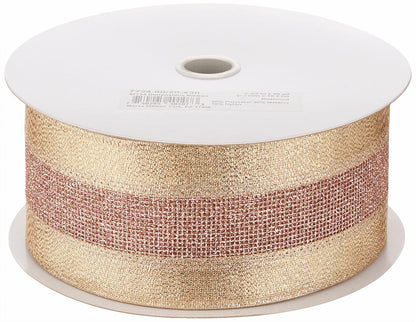 Morex Ribbon 7724.60/20-430 Dimensions Wired Ribbon Dimensions Ribbon, Blush/Gold,Blush,2-1/2" x 20 yd