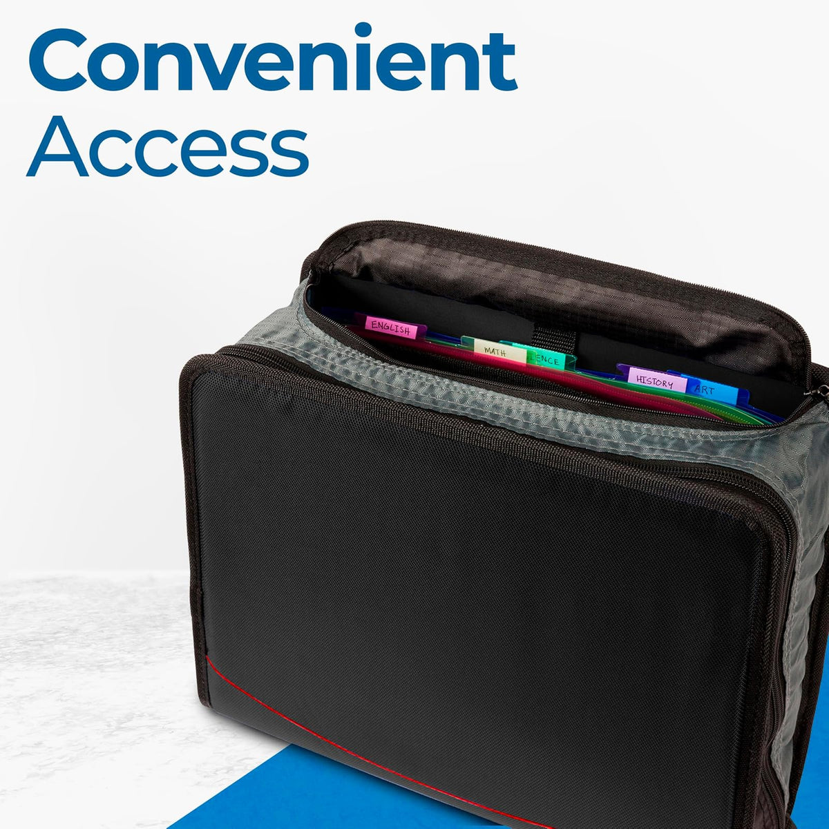 Case it - Carpeta de pestañas Mighty con cierre, 3 anillos, capacidad de 4 pulgadas, 11 x 8.5, color negro