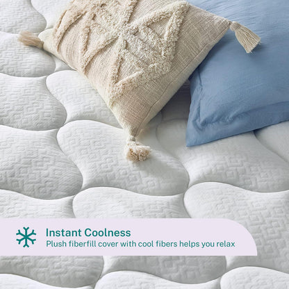 Sleep Innovations - Cubrecolchón de Doble Capa de Espuma viscoelástica de Gel refrescante, 4 Pulgadas, tamaño matrimonial, Funda Superior de Almohada