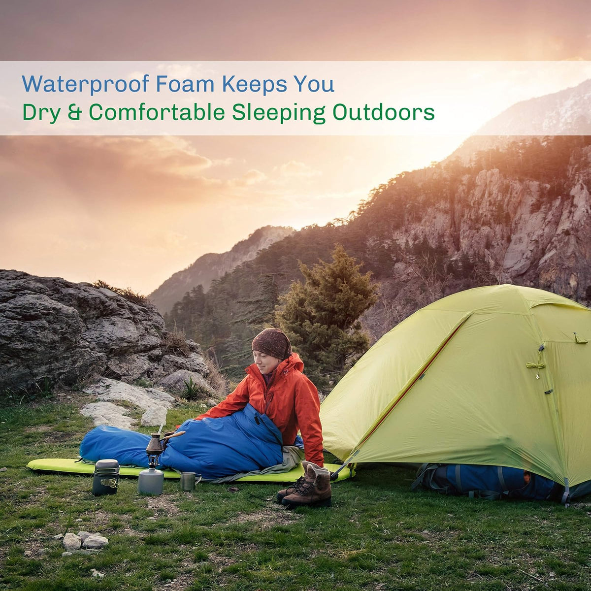 Wakeman Outdoors - Almohadilla de Dormir de Espuma para Acampar, Gruesa, Impermeable, con Correas de Transporte para cunas, Tiendas de campaña o Fiestas de Pijamas