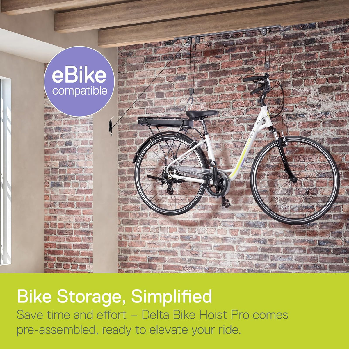Bike Hoist for Garage with Utility Hooks Lift Storage - Heavy Duty for Space Saving - Road, Commuter & Mountain Bikes, Holds Kayaks & Ladders - No-Hassle Installation for Quick & Easy Access