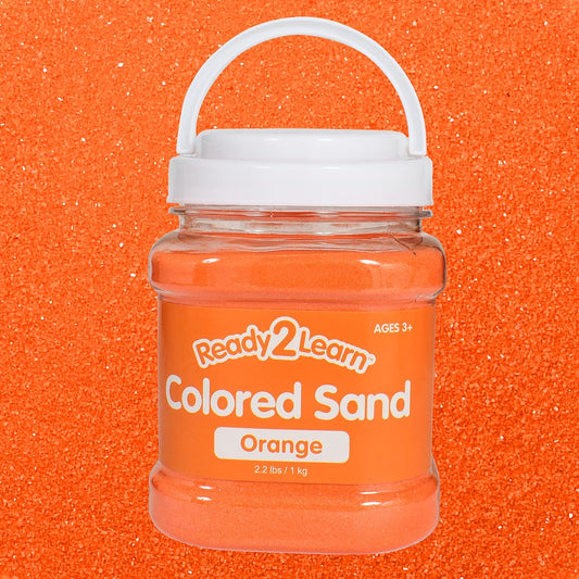 READY 2 LEARN Arena de colores, naranja, 2.2 libras, arena de juego para niños, perfecta para artes y manualidades, contenedores sensoriales, decoraciones de boda y relleno de jarrón