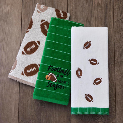 SKL Home Football Jacqaurd - Juego de 2 Toallas de Mano para baño, Cocina, Bar y Regalo, Color café