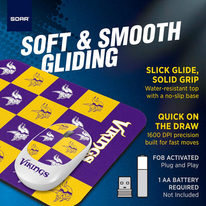 SOAR NFL - Alfombrilla inalámbrica para Mouse y Mouse, a Cuadros, Denver Broncos