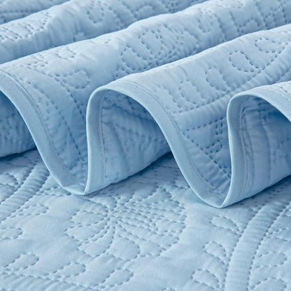 Chezmoi Collection Austin - Juego de Colcha de 3 Piezas (Queen, Azul Cambray)