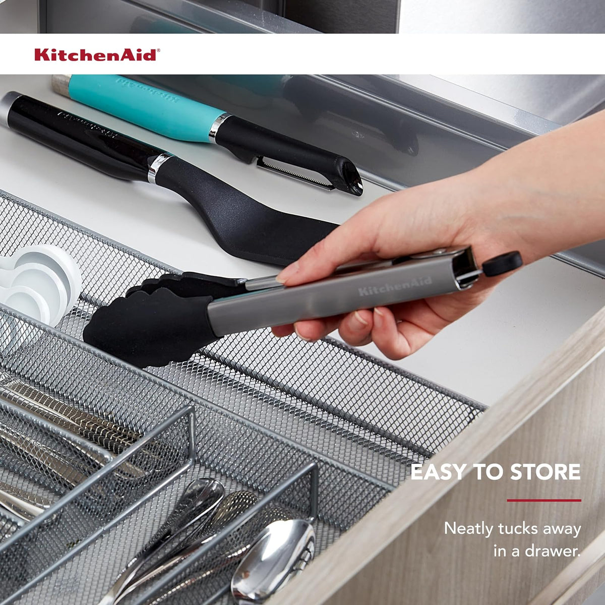 KitchenAid - Pinzas de acero inoxidable con punta de silicona, color negro, 9 pulgadas