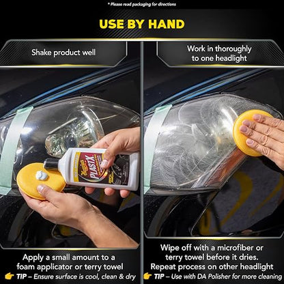 Meguiar's´s G12310 Limpiador y Abrillantador Plast X, 296ml | Limpiador de plástico y removedor de arañazos, restaura la claridad, elimina el amarilleo, la oxidación y la nubosidad en los