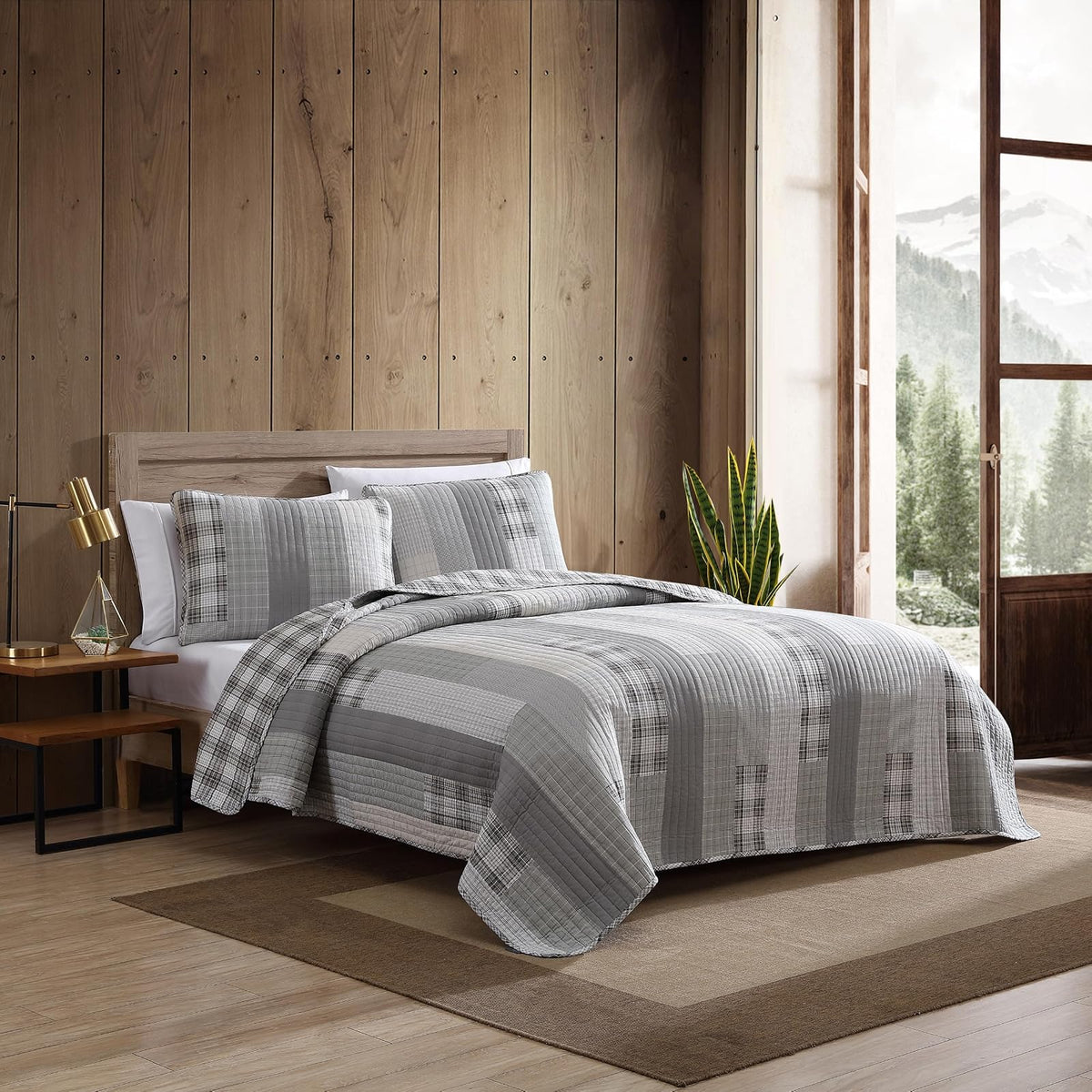 Eddie Bauer - Juego de edredón King de algodón, Reversible con Fundas a Juego, decoración del hogar para Todas Las Estaciones (Gris Fairview), tamaño King