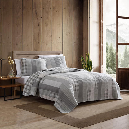 Eddie Bauer - Juego de edredón King de algodón, Reversible con Fundas a Juego, decoración del hogar para Todas Las Estaciones (Gris Fairview), tamaño King