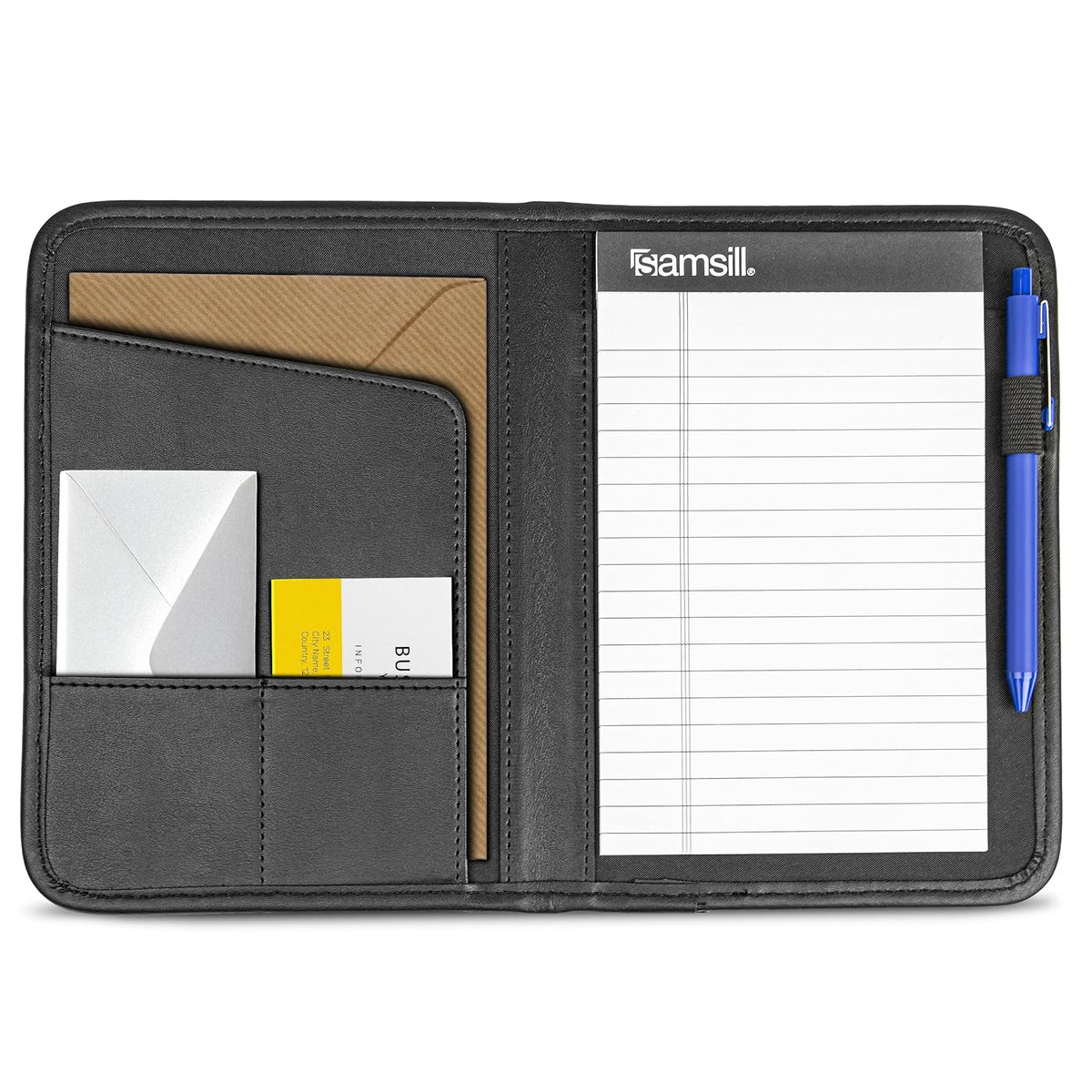 Samsill Professional Padfolio Mini, Organizador de Piel Sintética, 5 x 8 Pulgadas, Negro