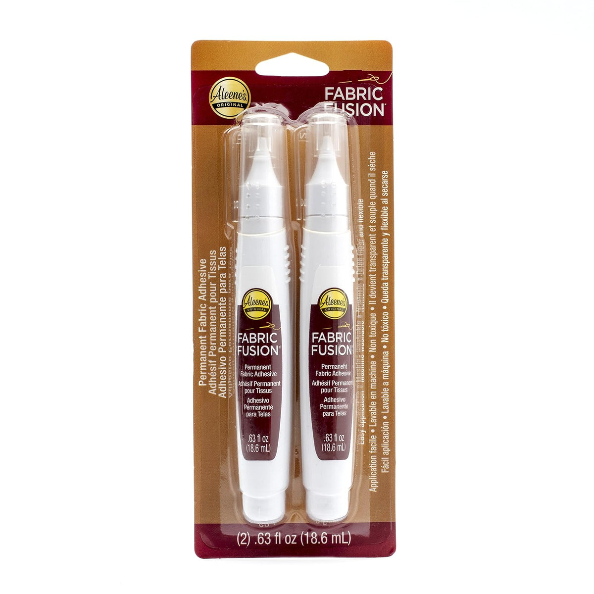 Aleene's Fabric Fusion Adhesivo para tela, Pegamento en lápiz para ropa, Transparente, 2pk, 1