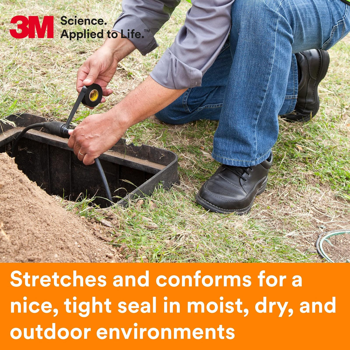3M Scotch Super 33+ Cinta eléctrica – 3/4 pulgadas x 50 pies, vinilo de grado premium para todo tipo de clima, resistente a la abrasión, la humedad, la corrosión, los alcalinos, negro, 1 rollo