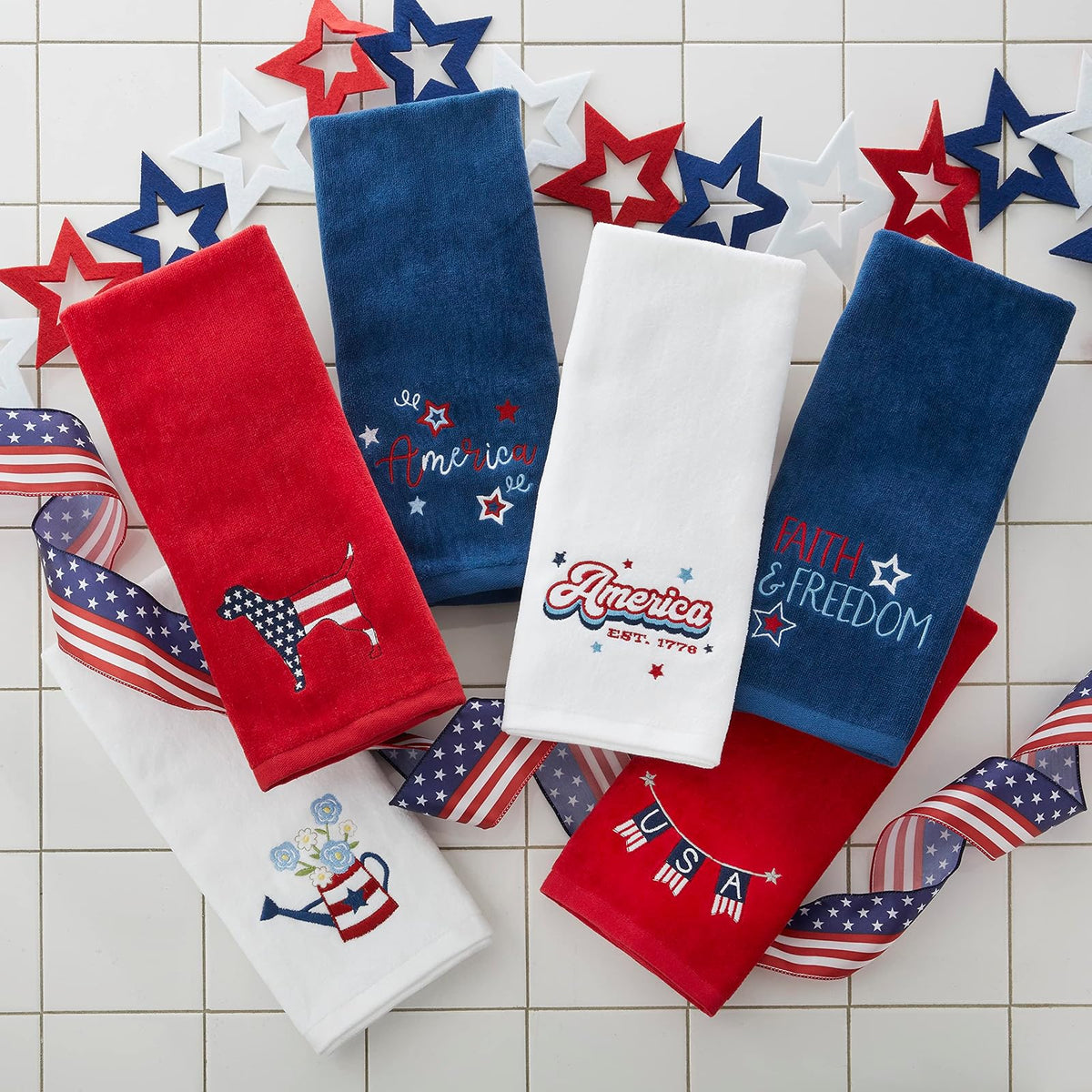 SKL HOME by Saturday Knight Ltd. USA Banner Toalla de Mano, Paquete de 2, Rojo