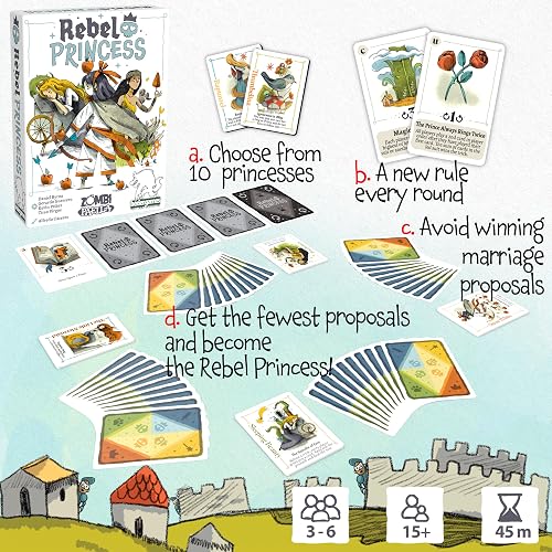 Rebel Princess Standard Edition, mezcla definitiva de tema y estrategia, juego de cartas adictivo de ritmo rápido, perfecto para noches de juego, más de 3 jugadores de 15 + 45 minutos, de The Creators