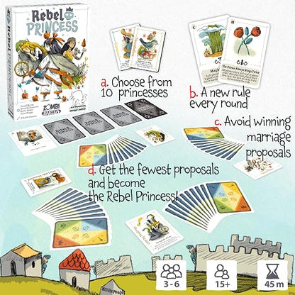Rebel Princess Standard Edition, mezcla definitiva de tema y estrategia, juego de cartas adictivo de ritmo rápido, perfecto para noches de juego, más de 3 jugadores de 15 + 45 minutos, de The Creators
