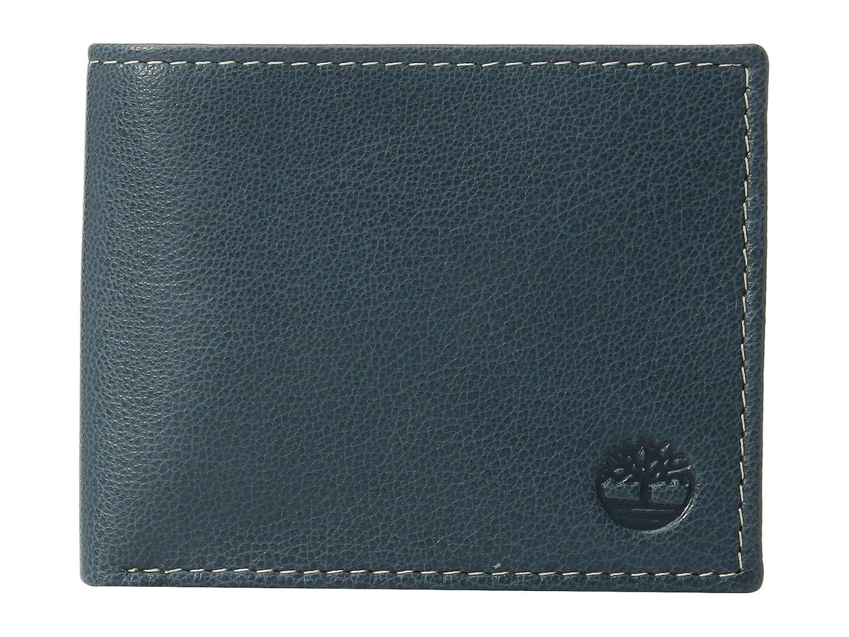 Timberland - Billetera de Cuero Genuino para Hombre - Elegantemente Sofisticado - Negro - Delgado - 7 Compartimentos - 4 Ranuras para Tarjetas - Ventana de Identificación - Sin Cierre - Talla Única - Azul marino (Blix)