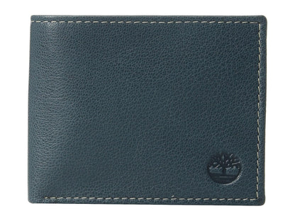 Timberland - Billetera de Cuero Genuino para Hombre - Elegantemente Sofisticado - Negro - Delgado - 7 Compartimentos - 4 Ranuras para Tarjetas - Ventana de Identificación - Sin Cierre - Talla Única - Azul marino (Blix)