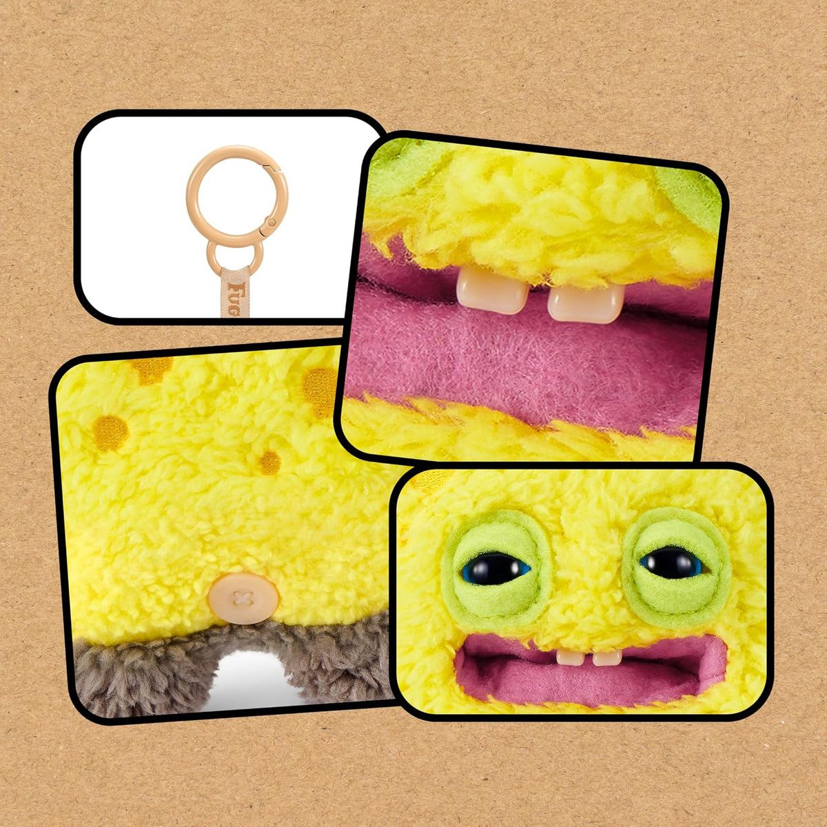 Fuggler Spongebob Keyrings 5" | Paquete de 5 llaveros de peluche de 5 pulgadas, diseño de monstruo feo divertido