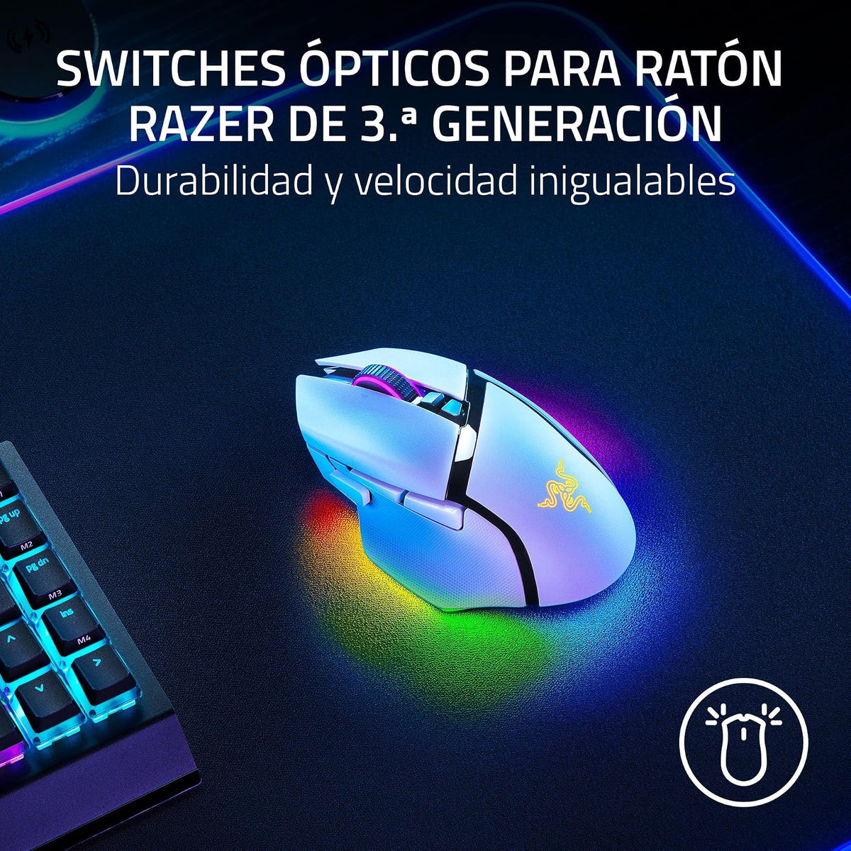Razer Basilisk V3 Pro 35K Ratón inalámbrico para Juegos: Rueda de inclinación HyperScroll - Sensor óptico de 35K dpi Gen 2-13 Controles Personalizables - RGB - interruptores ópticos Gen 3 - Blanco