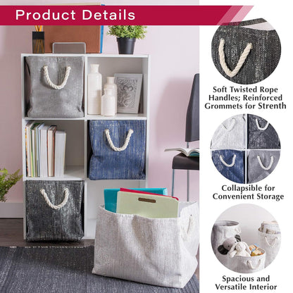 DII CAMZ36840 - Cesta de Almacenamiento metálica Decorativa Plegable y Conveniente para soluciones organizativas del hogar (Cuadrada, 11 x 11 x 11), Gris