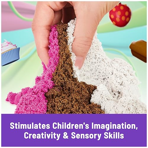 Kinetic Sand con Aroma, Set de Juego Fábrica de Helados y Postres con 3 Colores de Aroma Natural con Aroma y 6 Herramientas para Servir