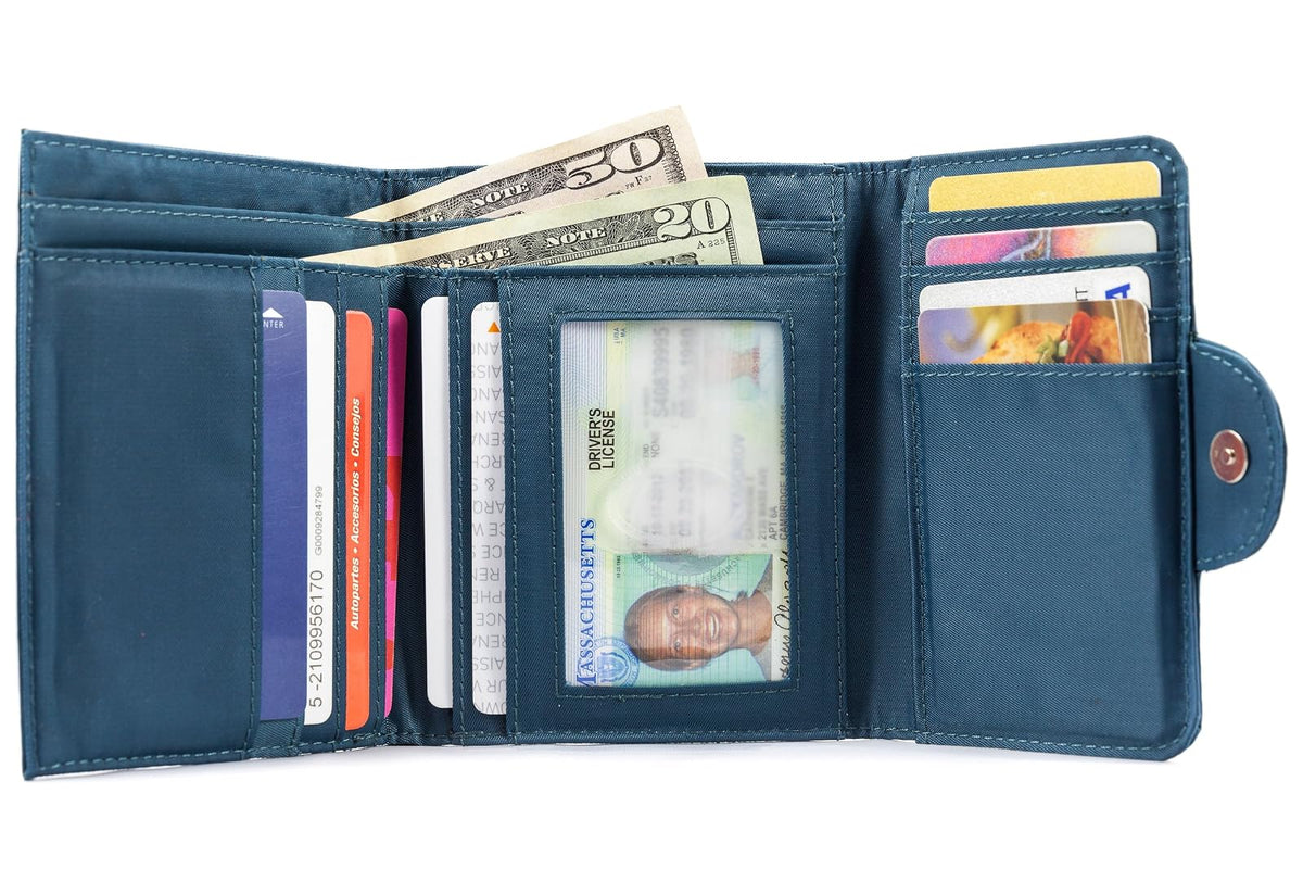 Big Skinny Billetera Trixie tri-fold delgada para mujer, con capacidad para hasta 30 tarjetas