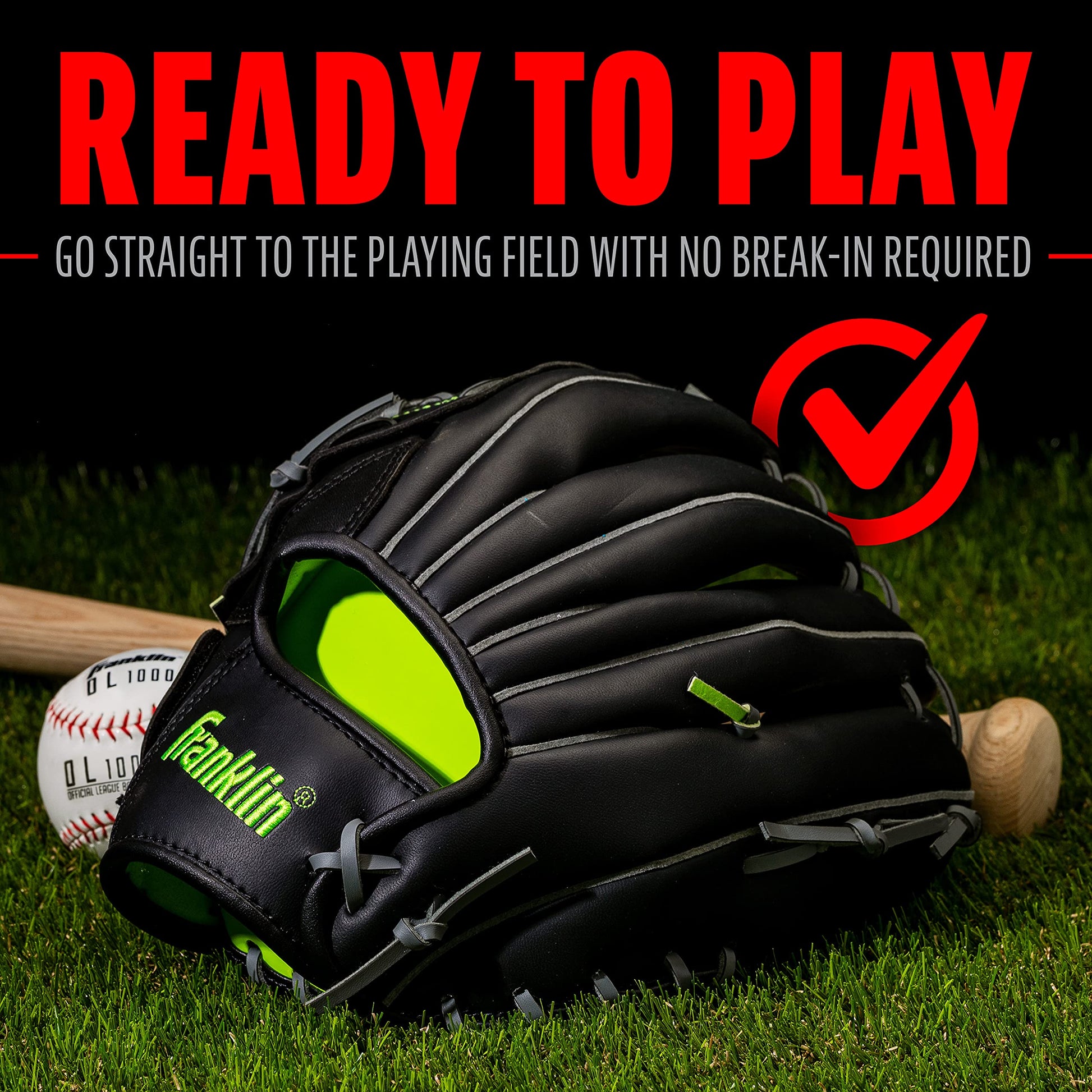 Franklin Sports Field Master Midnight Series - Guante de béisbol de 30,48 cm, para Zurdos