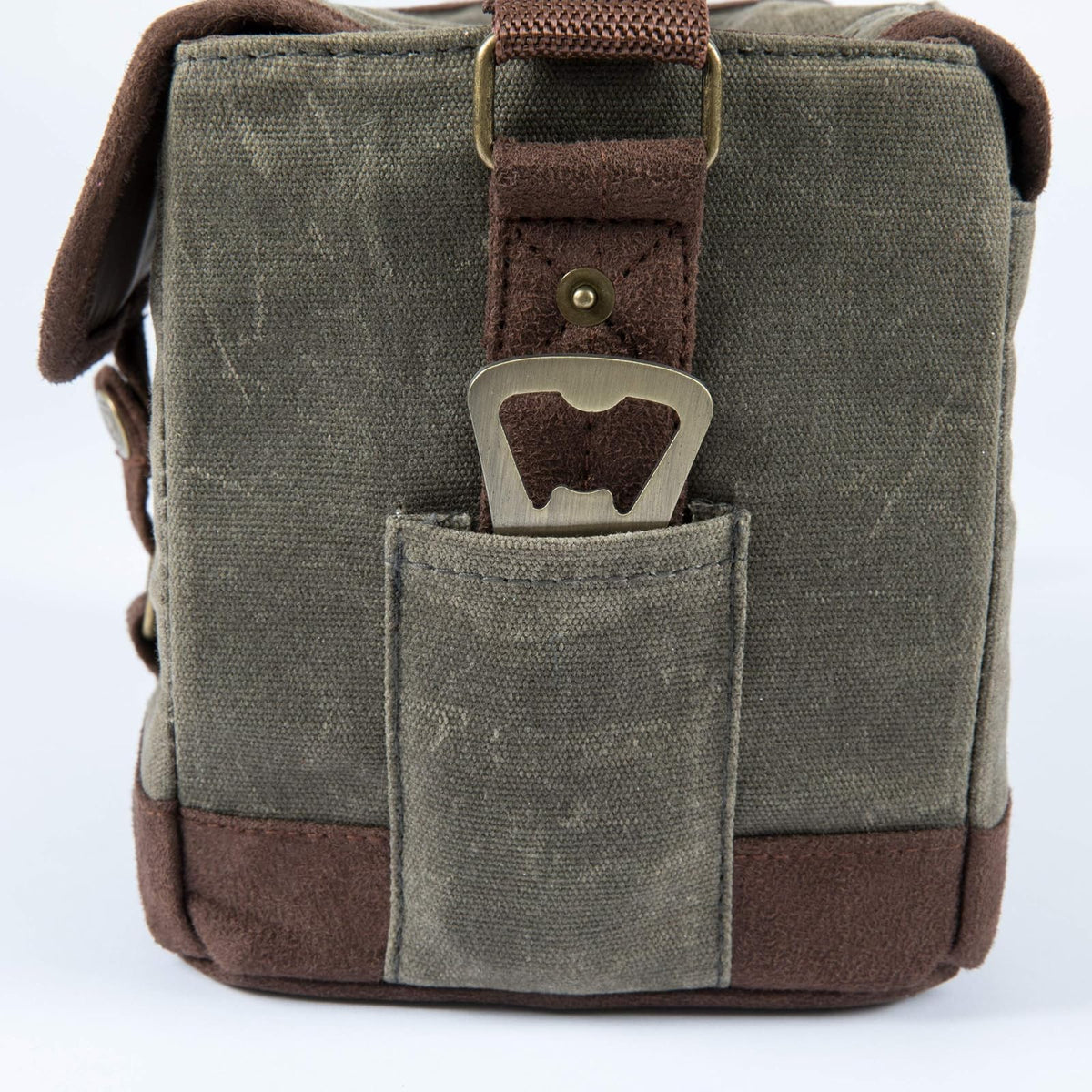 Picnic Time - Recipiente para 6 botellas de cerveza con abrebotellas integrado, marrón, verde, caqui (khaki green/brown), Оne Расk