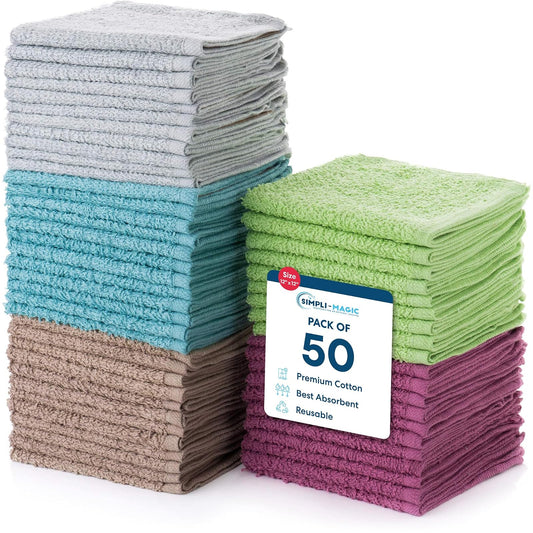 Cleaning Solutions 79148 Multi Washcloths (Pack of 60) Ideal for Home, Bath, Gym, Office and Commercial Use. Size x 12”, 5 Colors Included, 60 Pack 60 Pack