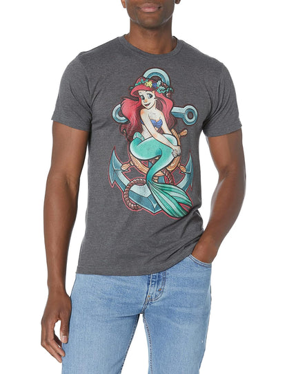 Disney Playera gráfica Little Mermaid Ariel Anchor Camisetapara Hombre