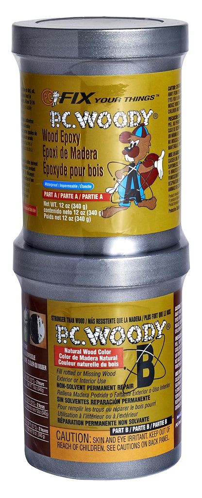 PC-Products PC-Woody Masilla Epóxica para Reparar Madera, 6 oz - 12 oz