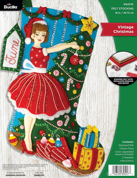Bucilla - Apliques de fieltro de 45,7 cm, kit de fabricación de medias clásico, perfecto para manualidades y manualidades, 89457E