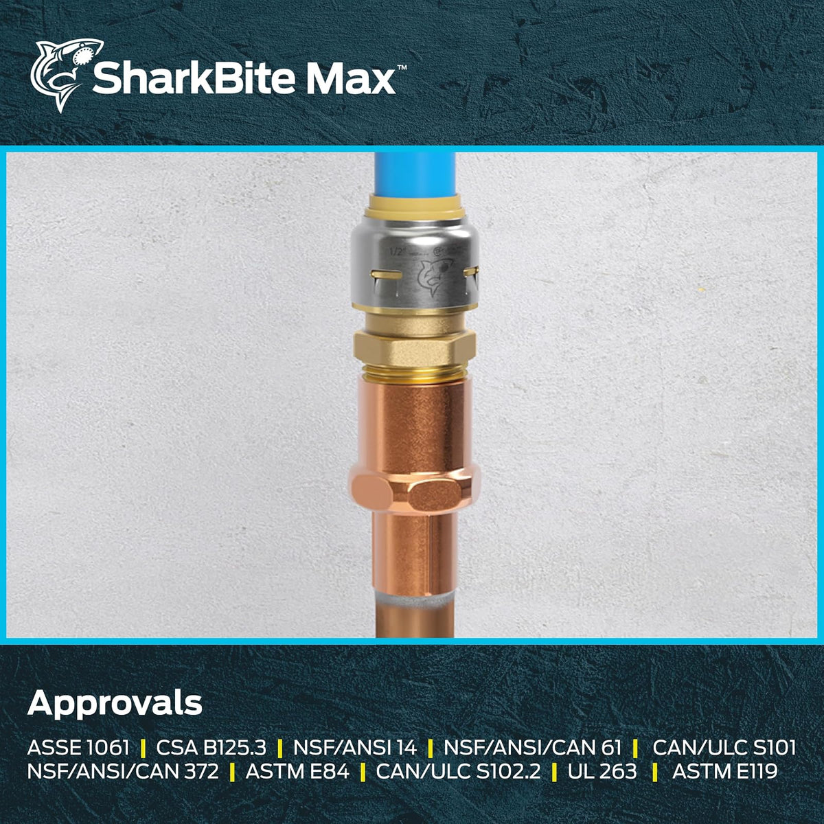 SharkBite Max Adaptador MNPT de 1/2 pulgadas, paquete de 4, ajuste de fontanería de latón a presión para conectar, tubería PEX, cobre, CPVC, PE-RT, HDPE, UR120A4