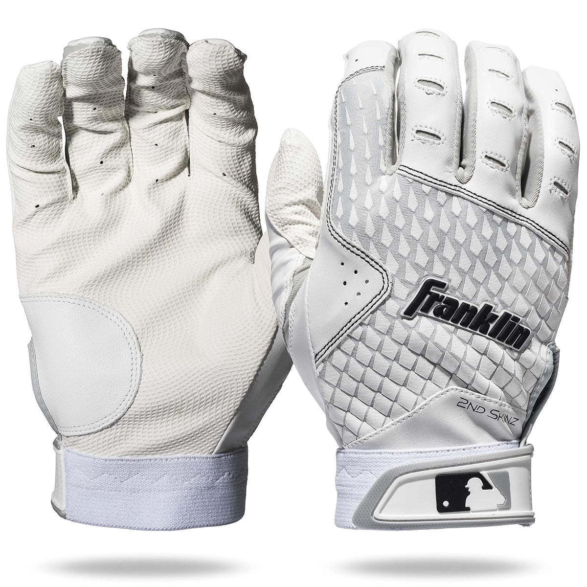 Franklin Sports MLB Guantes de Bateo 2nd-Skinz para Béisbol y Softball - Youth XX-Small - Blanco - Blanco