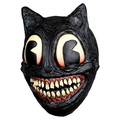 Ghoulish Productions Máscara Cartoon Cat de Látex | Diseño Creepypasta con Ojos Gigantes y Sonrisa Terrorífica para Halloween Cosplay y Fiestas | Negro Talla M