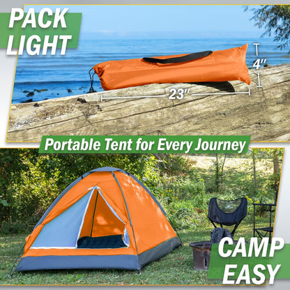 2-Person Camping Tent – Includes Rain Fly and Carrying Bag – Lightweight Outdoor Tent for Backpacking, Hiking, or Beach by Wakeman Outdoors