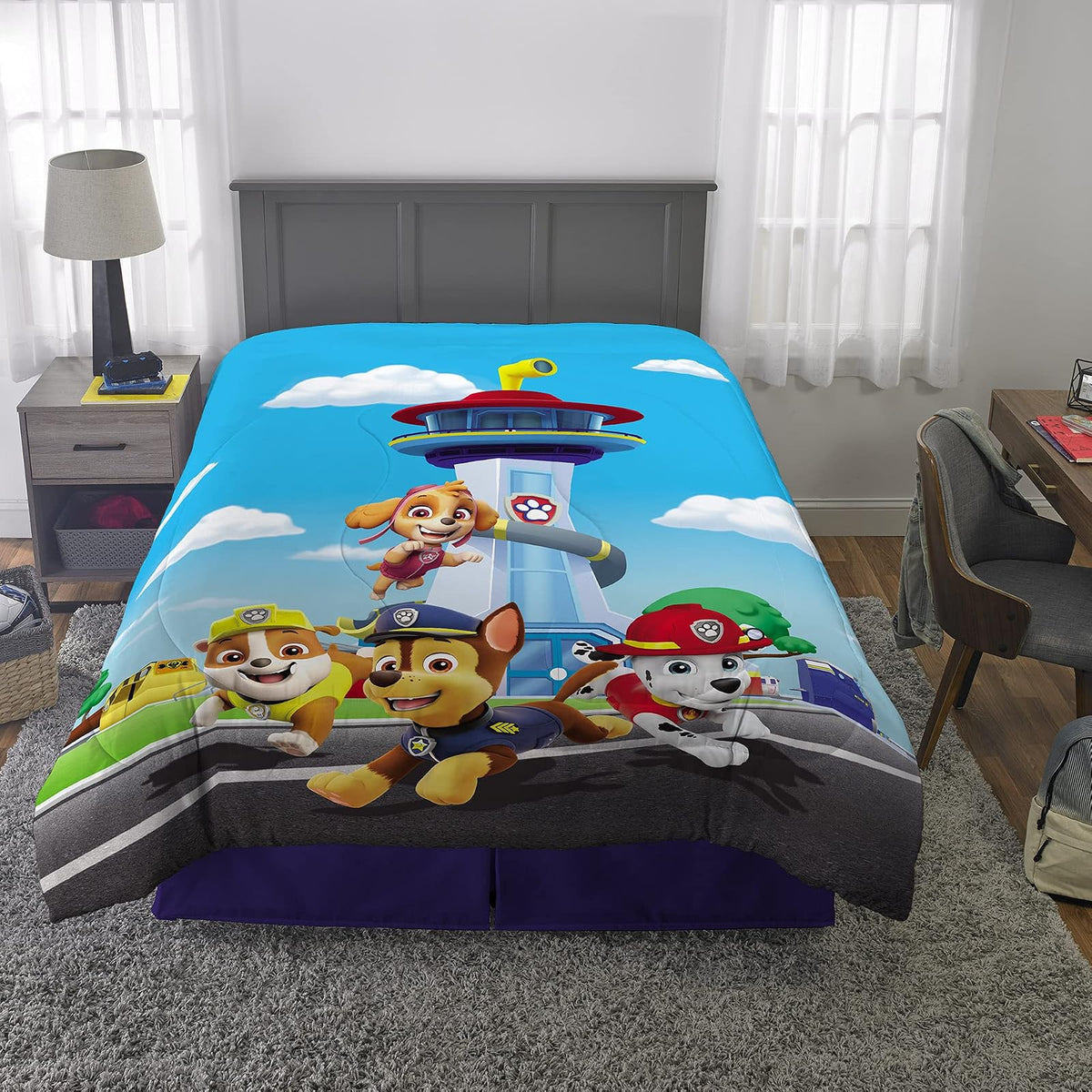 Franco Kids Bedding Edredón Reversible de Microfibra súper Suave, tamaño Individual/matrimonial, Patrulla Canina