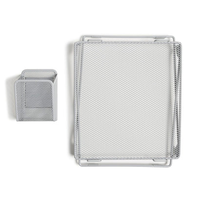 U Brands - Kit de organización de clóset de Malla Gris, Incluye Taza magnética y Estante Plegable, 2 Piezas